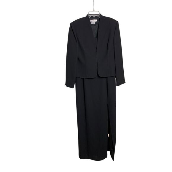 Andrea Poltizzi Vintage 90s Black Column Floor Length Dress & Jacket - Size 12 - Picture 1 of 11